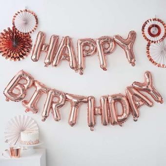 Happy birthday 13 шт. (розовое золото) (40 см.)