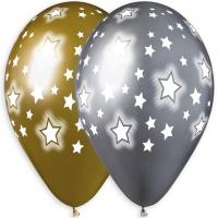 Шарики латексные Хром(Chrome) звезды, Stars 12″(30cм)
