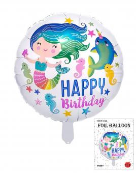 Круг в упаковці Happy birthday з русалочкою 45х45см Китай