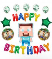 Фольгированный набор «Minecraft БОЛЬШОЙ” с конфетти и надписью 13 букв.