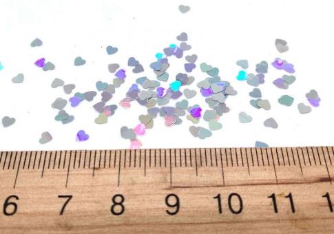 Конфети сердечки серебро НОВЫЕ дорогие  3мм. 50 грамм