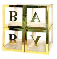 Коробки для воздушных шаров 4шт. (кубики золото) BABY