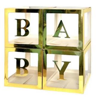 Коробки для воздушных шаров 4шт. (кубики золото) BABY