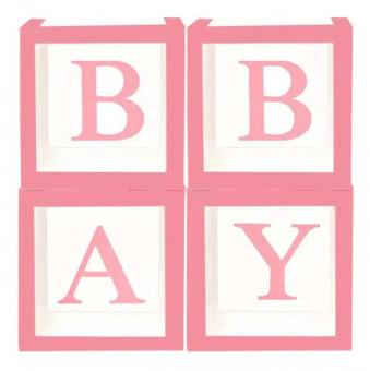 Коробки для воздушных шаров 4шт. (кубики розовые) BABY