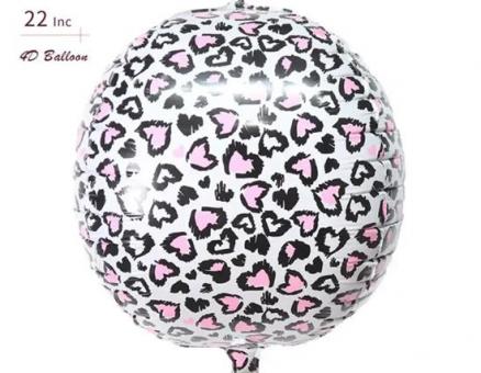 Кулька фольгована куб(сфера)  розовый гепард 22"(55см)