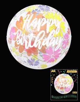 Кулька Bubbles з малюнком Happy birthdaу квіти 20"