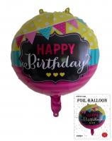 Круг в упаковке Happy birthday разноцветный с черным 45х45см