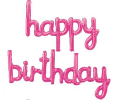 Happy birthday цельные буквы малиновые (45 см.)