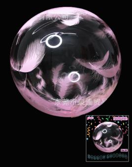Шарик Bubbles с рисунком перья розовый 18" №02