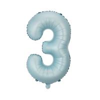 Цифра 3 средняя 32" (80 см) нежно голубая Baby blue (УП)