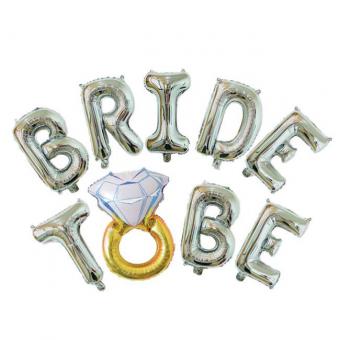 Надпись BRIDE TO BE 16"(40см) серебро (с кольцом)