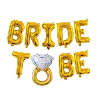 Надпись BRIDE TO BE 16"(40см) золото (с кольцом)