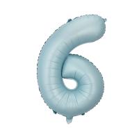 Цифра 6 средняя 32" (80 см) нежно голубая Baby blue (УП)