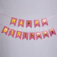 Бумажная надпись Happy Birthday светло розовая