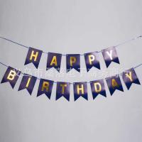Бумажная надпись Happy Birthday темно синяя