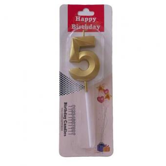 Свічка 3D 5см. золото "5"