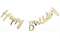 Бумажная гирлянда "Happy Birthday" золото 1,5 метра