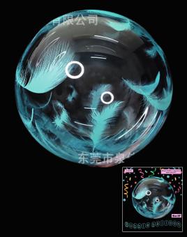 Шарик Bubbles с рисунком перья мята 18"