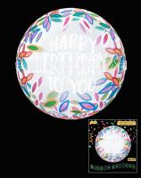 Шарик Bubbles с рисунком Happy birthdaу лепестки 20"