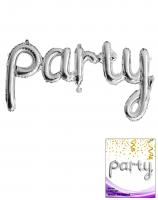 Цельная фольгированная надпись Party серебро 40 см.