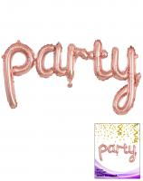Цельная фольгированная надпись Party розовое золото 40 см.