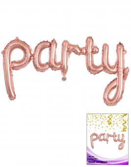 Цельная фольгированная надпись Party розовое золото 40 см.