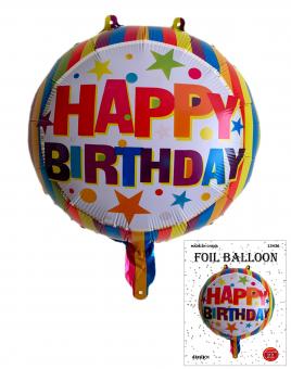 Круг в упаковке Happy birthday радужный 45х45см 