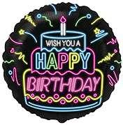 Шарик FLEXMETAL круг  Happy birthday черный 18" (401598)