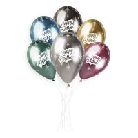 Шары круглые Хром, Happy Birthday 13″ (33см) Gemar (Италия)