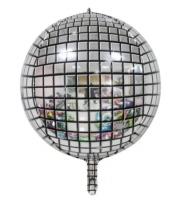 Фольгированный шар Диско сфера серебро 3D 22" (Китай)