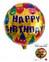 Круг в упаковке happy birthday с смайликами 45х45см.