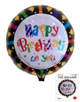 Круг в упаковке happy birthday to you! черный 45х45см.(с свечками)