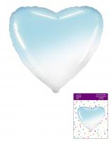 Сердце в упаковке 18"(45х45см) градиент голубой с белым FLEXMETAL