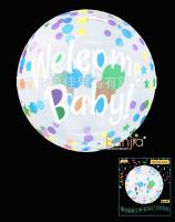 Шарик Bubbles с рисунком Welcome baby кружочки 20"