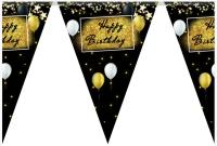 Бумажная гирлянда треугольник "HAPPY BIRTHDAY BLACK"