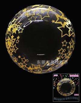Шарик Bubbles с рисунком звездочки золото 18"