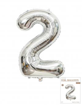 Цифра 2 средняя 80 см серебряная