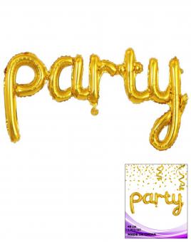 Цельная фольгированная надпись Party золото 40 см.