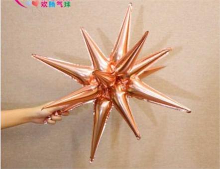 Зірка фольгована Колюча 3D 22" (рожеве золото)