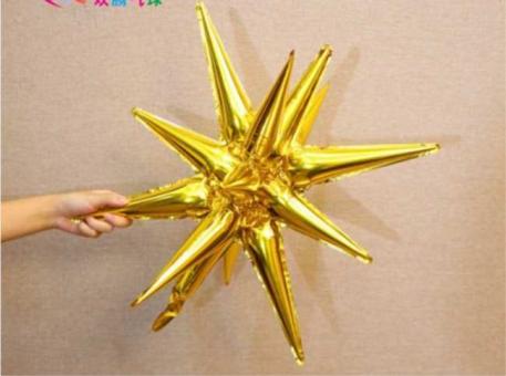 Звезда фольгированная Колюча (цельная) 3D 22" (золото)